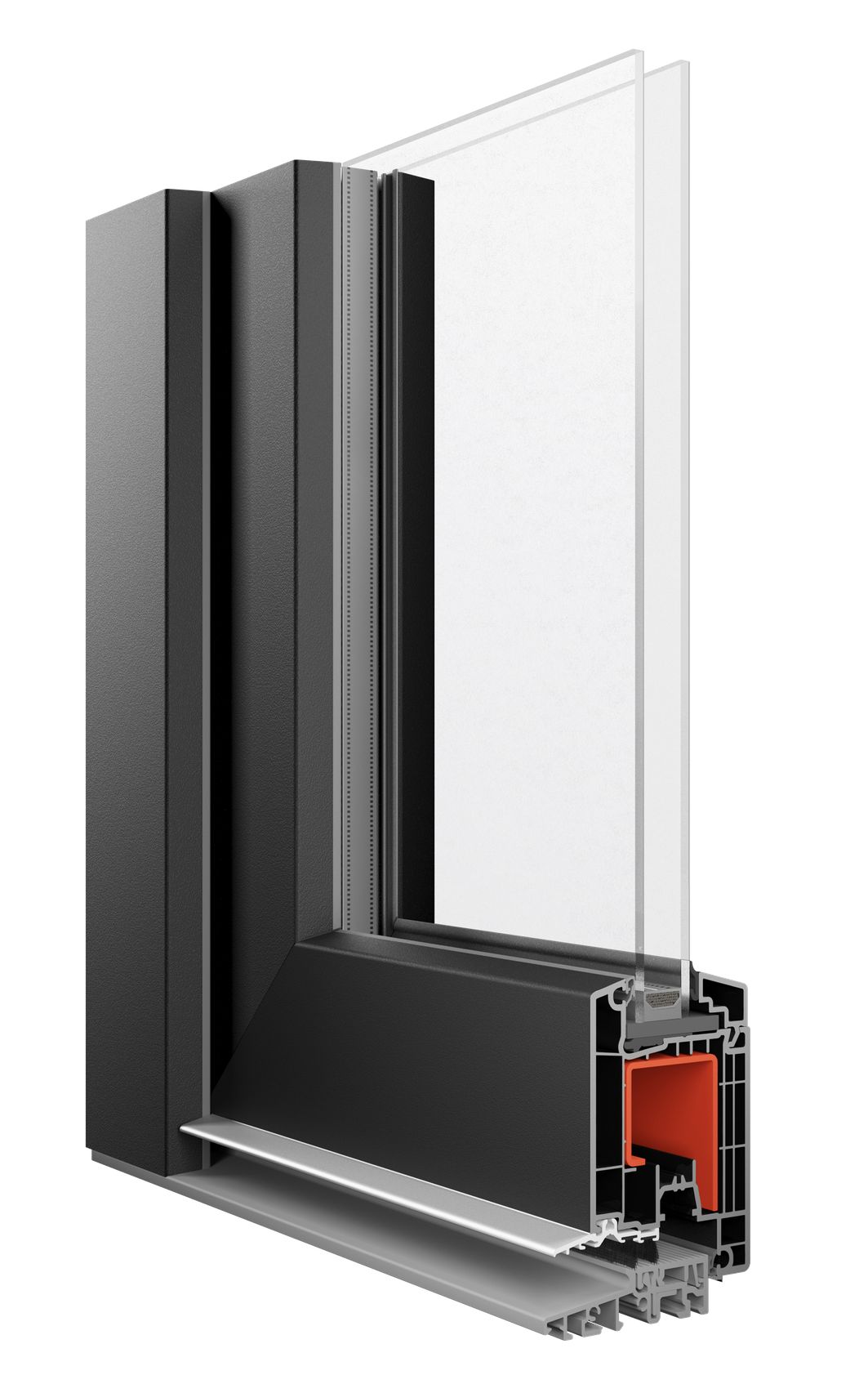 Cut-away of a Vi5 terrace door corner on the standard sill