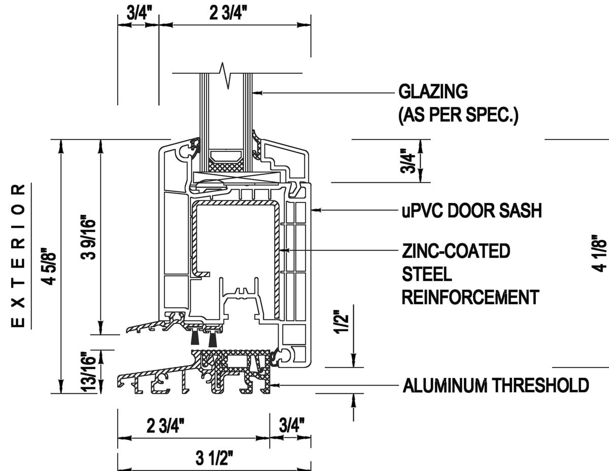 Vi5 terrace door, standard sill