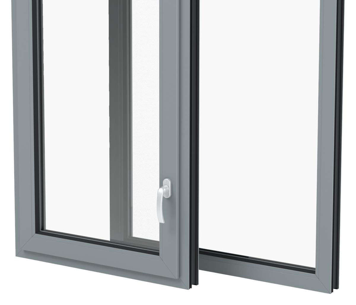 Vi5 window, aluminum silver, with handle