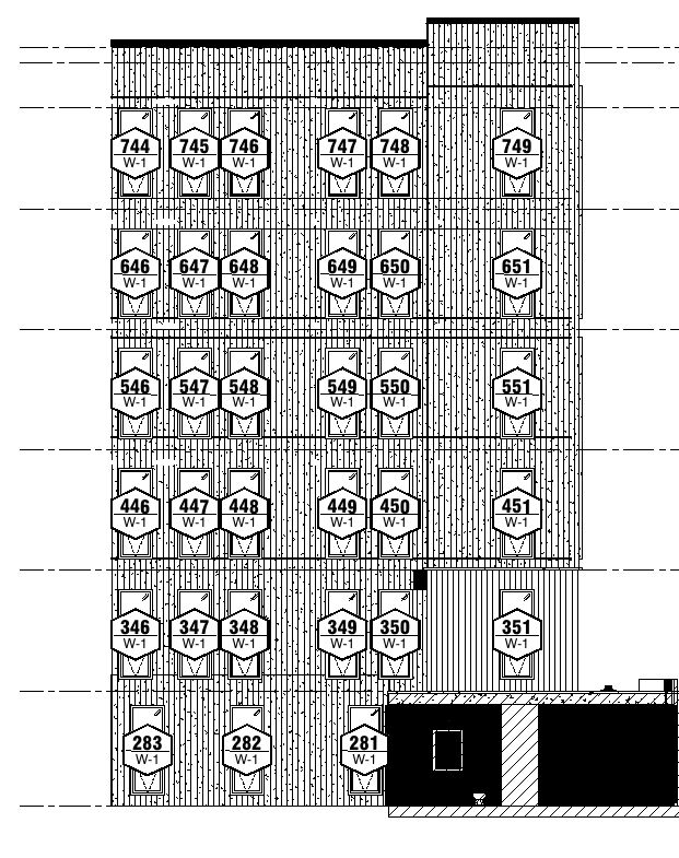 An elevation, tagged the same way