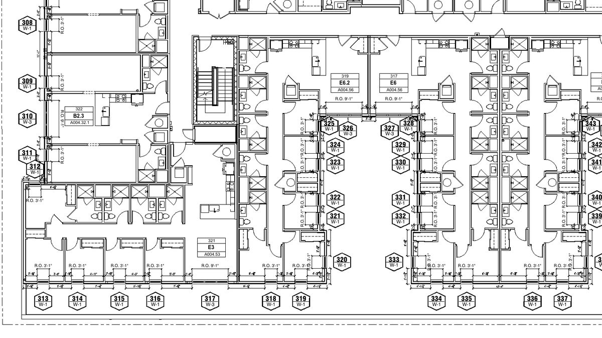 A floor plan, with a tag on every opening