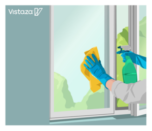 uPVC window glass surface cleaning