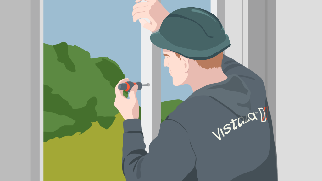Rendering of a Vistaza employee installing a window. Image by the Vistaza team.